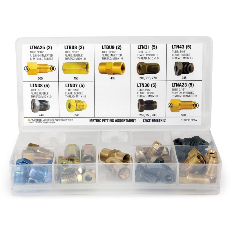 4LIFETIMELINES- 3/16" Metric Fitting Assortment Kit, Tube Nut, Union, Adapter, 9 Popular SKUs, 36 Pieces, 25 Tube Nuts, 4 Unions, 7 Adapters, Shatter Resistant Tackle Box, Brake Line Repair - Image 3
